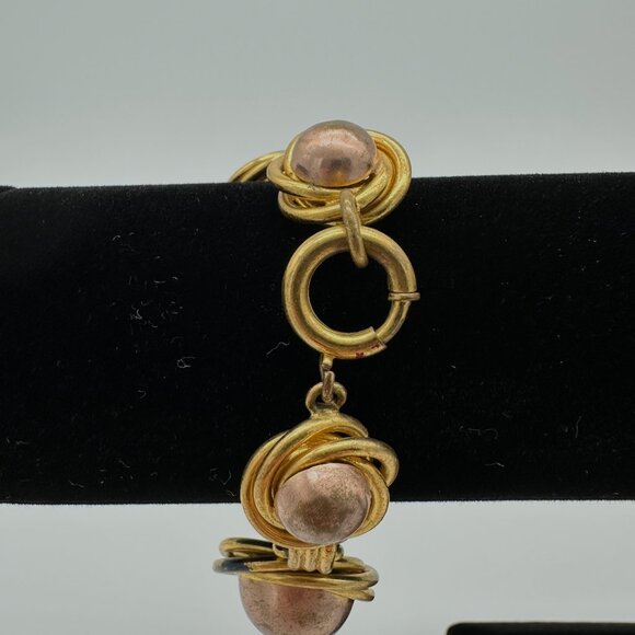 Vintage 1980s Gold and Rose Gold Necklace and Bracelet Set - Picture 6 of 6